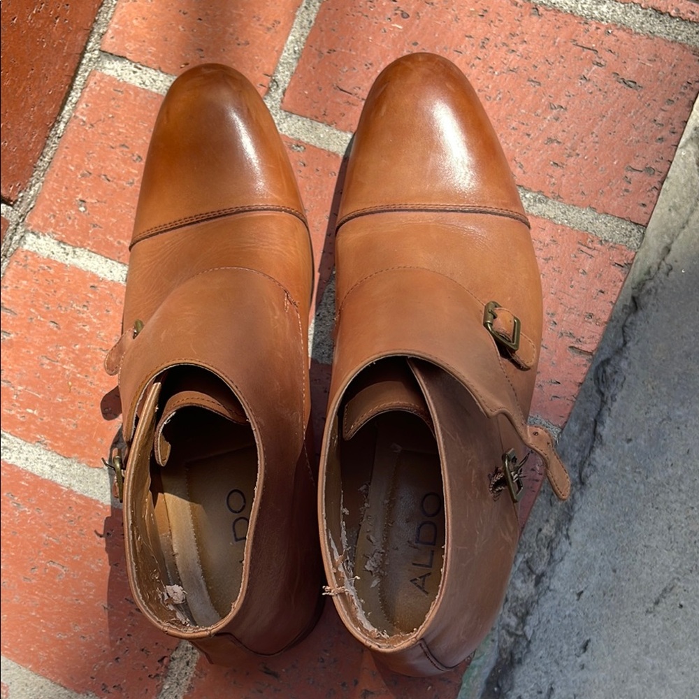Aldo Brown Leather Oxfords with Cap Toe